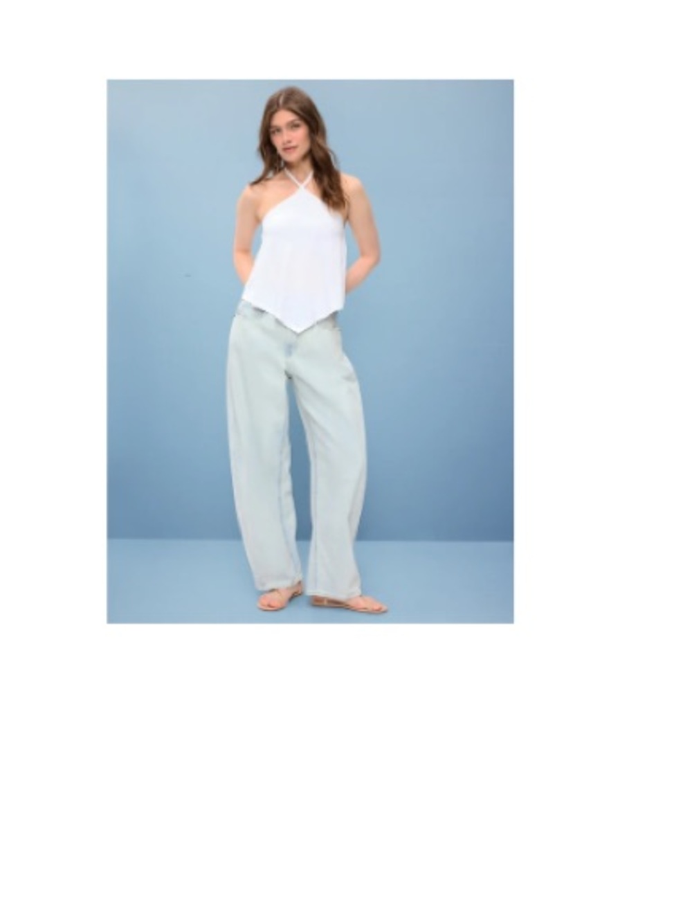 Old Navy High Waisted Rounded Wide Leg Barrel Jean Light Wash 16 NWT